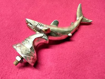 Vintage Shark Fish Metal Trophy Topper Hot Rod Hood Ornament ~ Solid/Heavy NICE! • $49.95