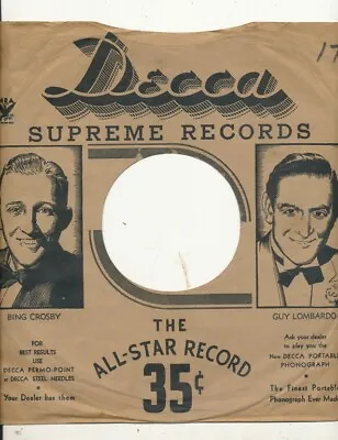 78 RPM Company Logo Sleeves- PRE WAR-DECCA All Star Supreme • $15