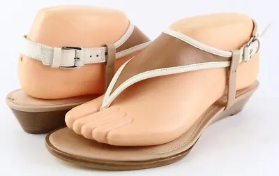 $175 VIA SPIGA HALO 2 Cinnamon Multi Designer T Strap Thong Wedge Sandals 8.5 • $49.49