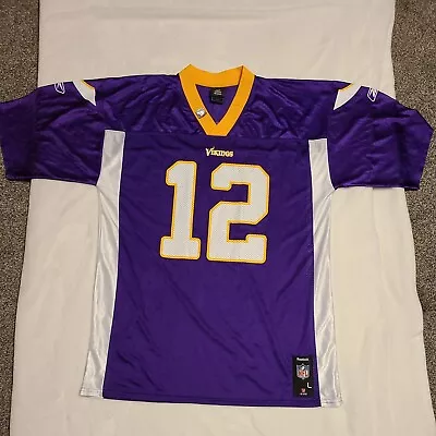 NFL Team Apparel Reebok Mens L Minnesota Vikings Jersey Percy Harvin #12 Purple  • $41.99