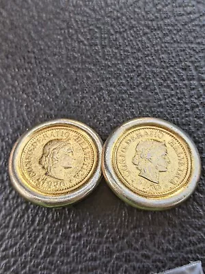 $89.99 • Buy Vintage Ben-Amun Swiss Coin Clip-On Earrings Gold Plated Signed J2