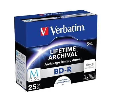 £28.51 • Buy Verbatim MDISC 25GB BD-R Lifetime Archival Discs, 4x, 5 Pack Jewel Case