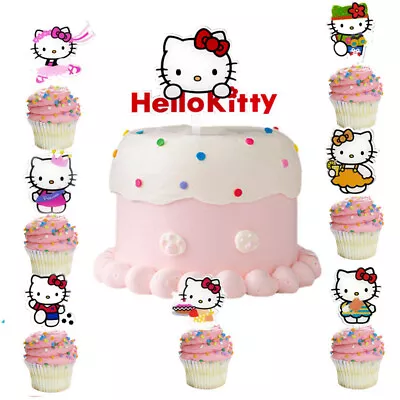 Hello Kitty Girls Acrylic Cake Topper Cupcake Set Birthday Theme Party Decor • $18.90