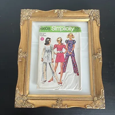Vintage 1960s Simplicity 8608 Cottagecore Dress + Pants Sewing Pattern 11/12 CUT • $7