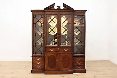 Georgian Vintage Mahogany China Cabinet Breakfront Mt. Airy #47575 • $2450