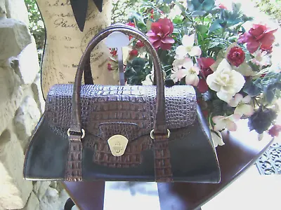 Brahmin EUC Tuscan Melbourne Croc Emb Leather Finished Leather Handbag V-Shaped • $157