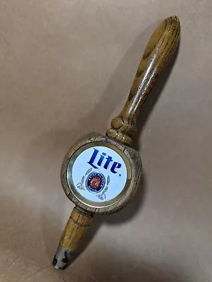 Miller Lite Large Deluxe Wooden Beer Tap Handle Vintage 10” Tall 3 Sided • $22.99