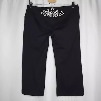 Balance Collection Capri Pants Large Women Black Embroidered Waist Stretch • $19.93