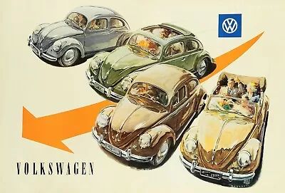 Vintage German Volkswagen Beetle Bug Variations Poster • $6.99