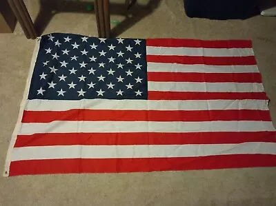 AMERICAN FLAG 50 Stars Nylon 34” X 58  NWOT NEW Never Used W Flag Pole Holder • $5.99