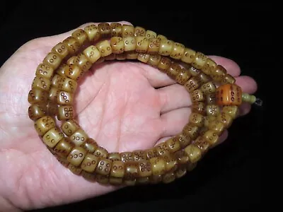 Nepal Tibet Buddhist 108 Curse Dots Dice Shaped Yak Bone Mala Prayer Beads (c5) • $139.20