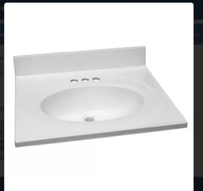 Design House 25 X 22 In. 3 Hole 1 Bowl Cultured Marble Vanity Top In Solid White • $121