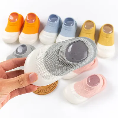 Newborn Indoor Baby Shoes Toddler Cotton Soft Non-Slip Slippers Socks Sandals UK • £4.82