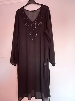 £4.99 • Buy Ladies Black F&f Semi Sheer Long Beach Cover Up/dress/kaftan Size Xl