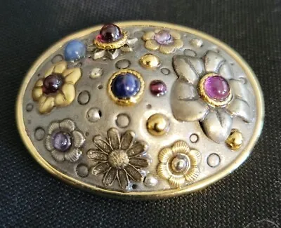  Signed Michal Golan Semi Precious Gemstones Brooch • $45