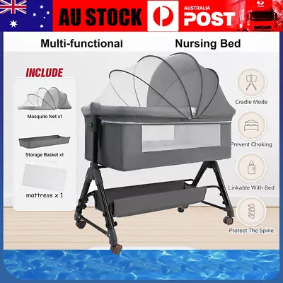 Baby Joy Bassinet Cot Crib Bedside Co Sleeper Infant Newborn Bed Portable Cradle • $134.20