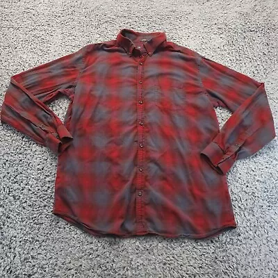 Eddie Bauer Shirt Men Extra Large Tall Red Gray Plaid Classiccore Preppy Casual • $17.99