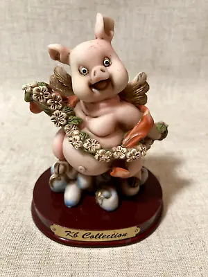 £29.30 • Buy KB Collection RARE Flying Pig On Cloud 3.25  Tall Ceramic On Wood Great Detail