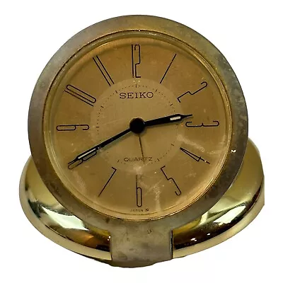 Vintage Seiko Travel Alarm Desk Clock Gold Tone Folding ( Not Tested ) • $24.99