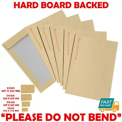 Please Do Not Bend Hard Card Board Backed Envelopes Brown Manilla C6 C5 A5 A4 A3 • £11.85