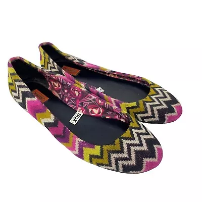 Missoni For Target Pink Black Chevron Zig Zag Striped Ballet Flats Shoe Size 7.5 • $8.49