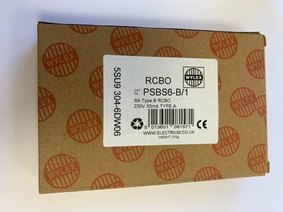 £26.73 • Buy Wylex 6 Amp Rcbo 10ka Dist Board Type 30ma B Type A Psbs6-b/1 (w498)