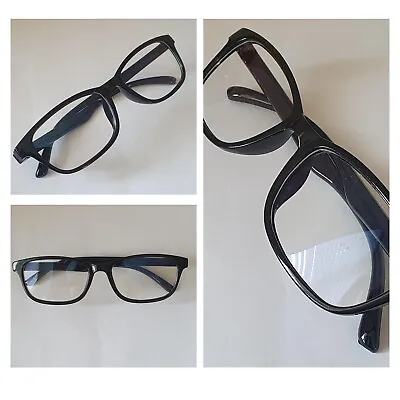 Clear Lens Glasses Geek Fake Eye Wear Men Women Fashion Stylish Frame Black • £3.50