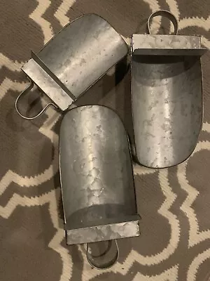 Three NEW Galvanized Metal Grain/Feed Scoops. 2 Large/One Small Farmhouse Decor • $9.99