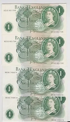 Two Consecutive Pairs B322 Page £1 Notes Br36 & Hz33 In Near Mint Condition  • £21