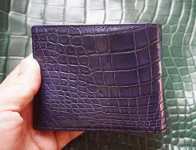 Real Alligator Crocodile Wallet SKIN Leather Bifold Men's Blue Handmade #M88 • $62