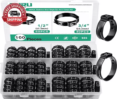 100Pcs Black Pex Clamps Crimp Rings Assortment Kit304 Stainless Steel 60Pcs 1/2 • $18.98