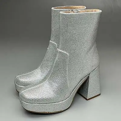 MIA Iva Silver Stone Heeled Boots Women's Sz 6 Silver GS1253108 (New) • $22