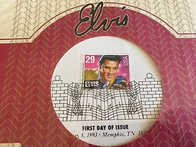 Elvis First Day Of Issue January 8 1993 USA 29c Postage Stamp Ceremony Program • $7