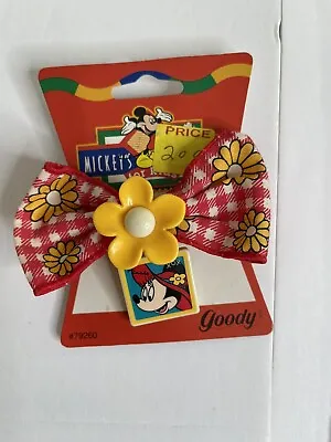 Vintage 90's Goody Disney Kids Hair Bow Barrette Minnie Mouse Daisy W/Charm NOS • $12.99
