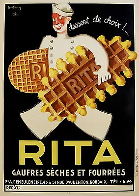 Vintage Print Advert  Rita French Cakes Waffle Painting Art Poster Europe • $25.97