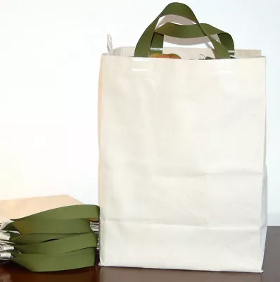 5 PAK Cotton CANVAS GROCERY BAG Shopping Totes - MADE In USA • £40.38