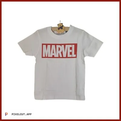 Marvel Logo Kids T-shirt White Short Sleeves Red Logo Size 6 Years Old New • £12.90