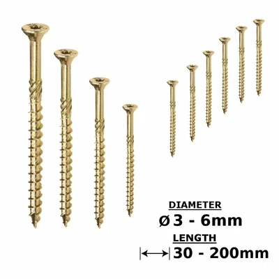 £4.38 • Buy Hardened TORX Chipboard Wood CSK Ribs Countersunk Screws 30-200mm Packs