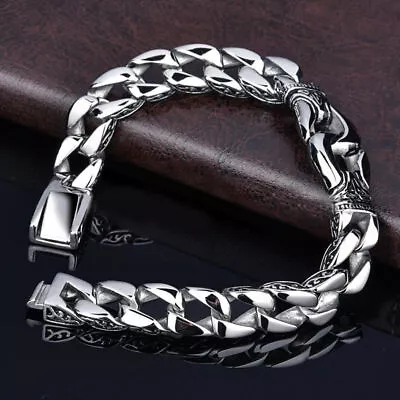 Men's Heavy Sturdy Chain Bracelet Motorcycle Biker Wristband Stainless Steel USA • $8.27