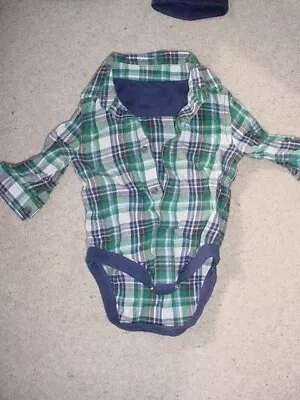 Mothercare  Boys Check Shirt.  Like A Body Suit. Size Up To 3 Month. • £4