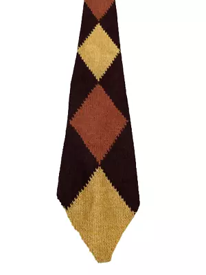 Vintage 50's Bear Brand Hand Knit Argyle Mens Very Short Neck Tie • $14