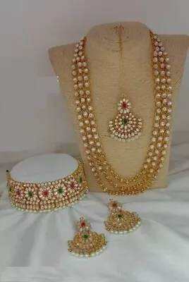 $34.20 • Buy Bollywood Indian Ethnic Gold Plated Kundan Fashion Bridal Jewelry Necklace Set