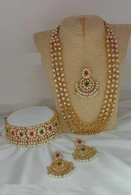$34.20 • Buy Bollywood Indian Ethnic Gold Plated Kundan Fashion Bridal Jewelry Necklace Set