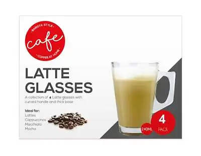 £6.99 • Buy Coffee Latte Glass Tea Glasses Mugs Cappuccino Cups  240ml - 4 Pack