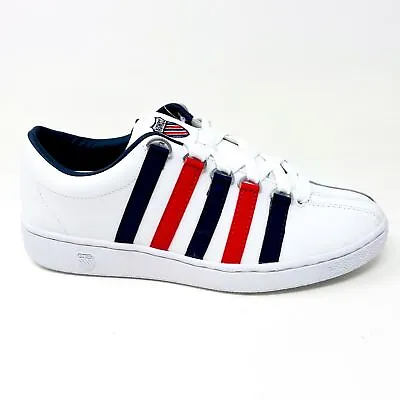 K-Swiss Classic 2000 White Red Blue Mens Casual Shoes Sneakers 06506 113 • $57.95