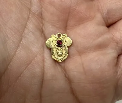 Minnie Mouse Pendant Charm Gold Tone With Simulated Red Garnet Disney Branded • $11.21