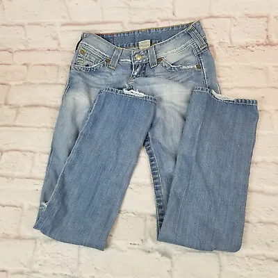 True Religion Teens Juniors Jeans Billy Size 27 Low Rise Denim Distressed • $14.99