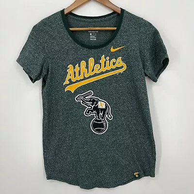 Nike T-Shirt Women's S Green Athletic Cut Oakland Athletics A's Baseball Logo • $8.97