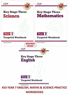 £18.75 • Buy Ks3 Year 7 Targeted English Maths Science Practice Books With Answers 3 Book Set