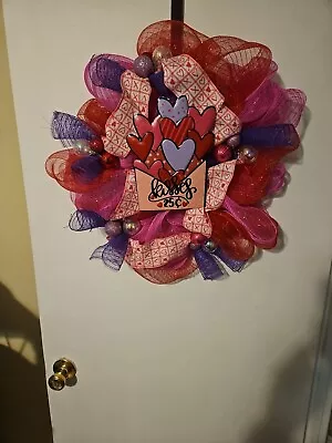 Valentines Day Deco Mesh Wreath  • $30